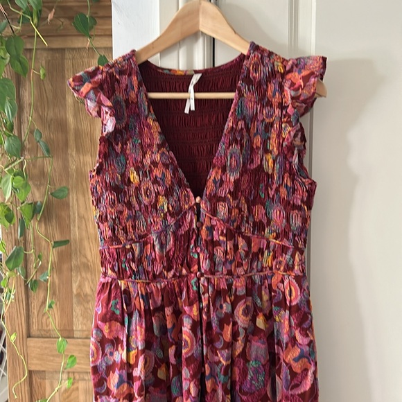 ❌❌SOLD❌❌ANTHROPOLOGIE The Peregrine Midi Dress medium in purple motif - Picture 7 of 14